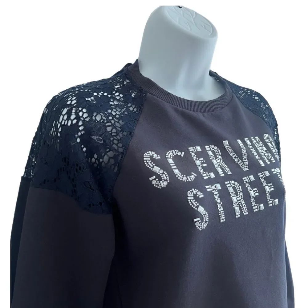 Scervino Street Fall Winter Blue Sweater Crystal Name Brand Size S. — image 2 of 8